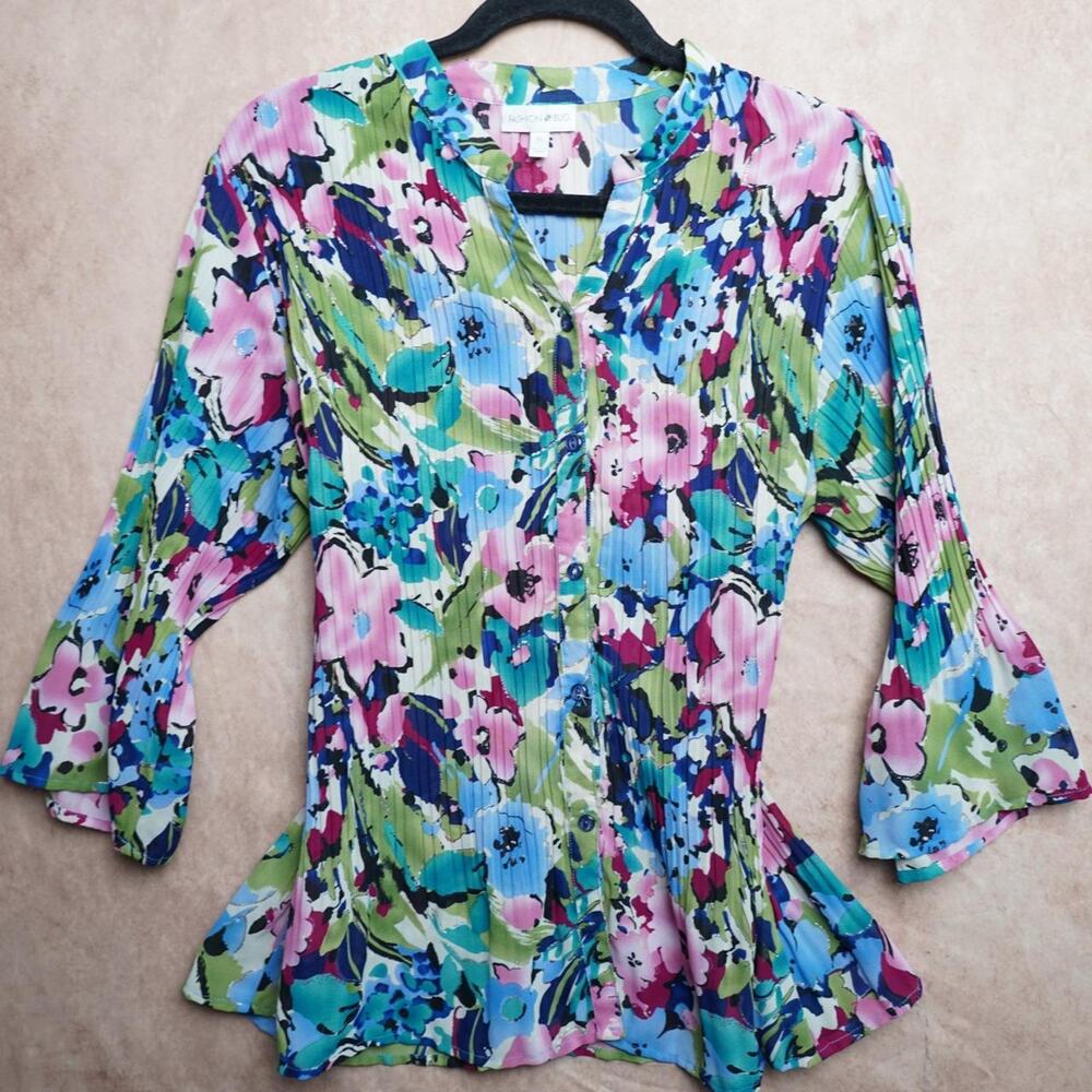 Fashion Bug Floral Pleated Tunic Top XL